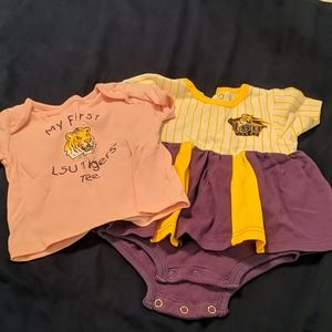 Two LSU outfits size 6-9 mo